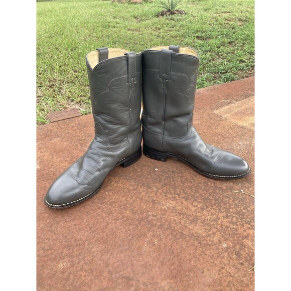 TONY LAMA Mens Boots 8.5 D Gray All Leather Ropers Cowboy Western 7703M Vintage - Picture 6 of 12